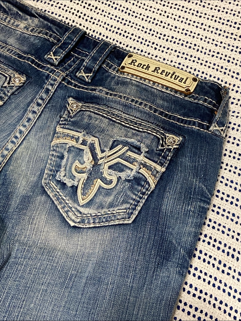 Rock Revival NANNA Skinny Stone Wash Low/Mid Rise Size 30x30” Cowgirl